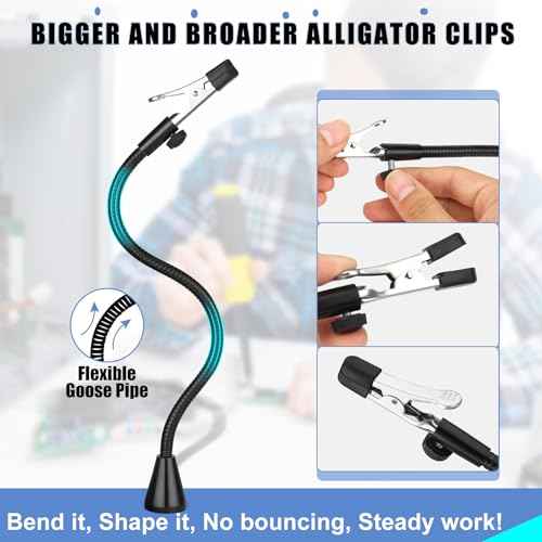 Magnetic Helping Hands Soldering Station with 10X Magnifying Glass with light, PCB Holder 4 Flexible Arms Magnifier and Third Hand Tool for Electronic Repair Soldering Jewelry Craft