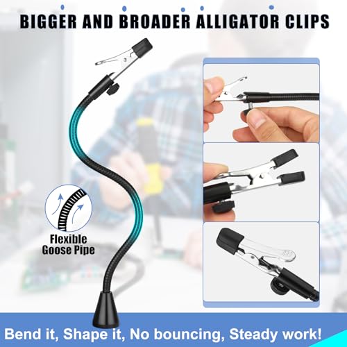 Magnetic Helping Hands Soldering Station with 10X Magnifying Glass with light, PCB Holder 4 Flexible Arms Magnifier and Third Hand Tool for Electronic Repair Soldering Jewelry Craft