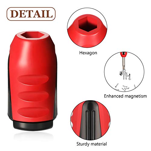 Magnetic Screw Holder Rings, 1/4 Inch/ 6.35 mm Screwdriver Driver Bits Magnetizer for Electric Drill and Hand Tools, Red (5 Pieces)