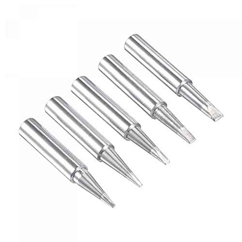 uxcell Lead-free Soldering Iron Tip Flat Edge 0.8D+1.2D+1.6D+2.4D+3.2D 4mmx41mm Replacements for Soldering Station 5Pcs