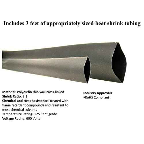 WNI 6 AWG 6 Gauge 10 Feet Black + 10 Feet Red Battery Welding Pure Copper Ultra Flexible Cable + 5pcs of 5/16" & 5pcs 3/8" Copper Cable Lug Terminal Connectors + 3 Feet Heat Shrink Tubing