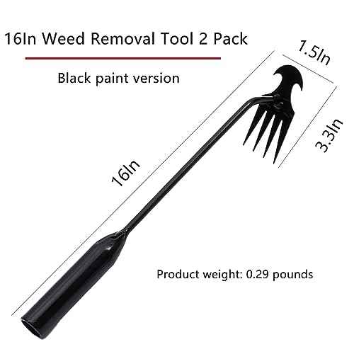 Weed Puller Tool Garden Weed Pulling Tool, Portable Garden Weeder Tool Uprooting Weeding Tool, 4 Teeth Manganese Steel Forged Hand Weeder for Vegetable Gardening Backyard Farm Planting & Weeding