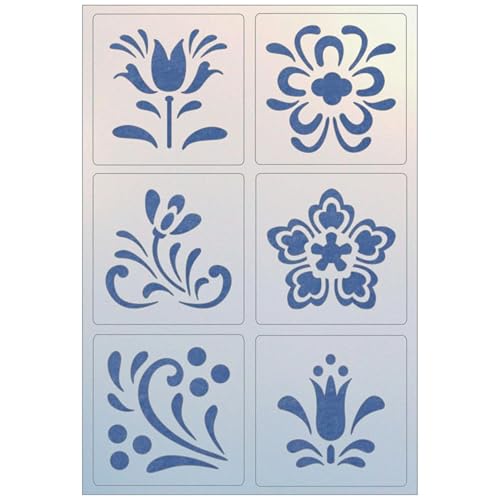 Rosemaling Stencil Set of 6 ? Reusable Scandinavian Folk Art Templates Painting on Wood, Walls, Fabric, Tattoos, Furniture ? Ideal for DIY Crafts & Home Decor ? The Artful Stencil