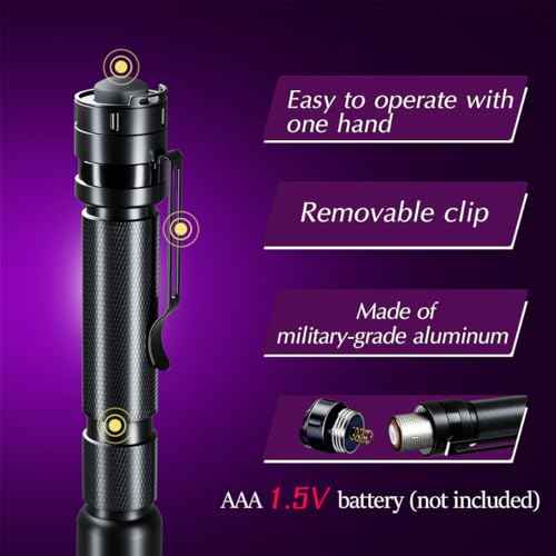 UV Flashlight 2 Pack 395nm Ultraviolet, Black Light Mini Penlight Portable and Compact for Pet Urine and Stain Detection, Hotel Cleaning, ID Check, Handheld Detector