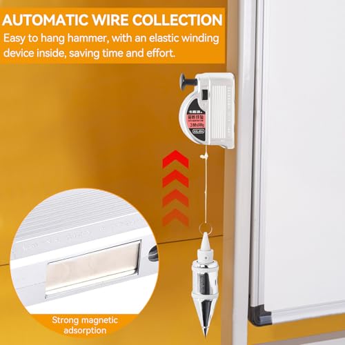 Magnetic Plumb Bob with String, Reel Retractable Line Tool, 8m/ 26ft