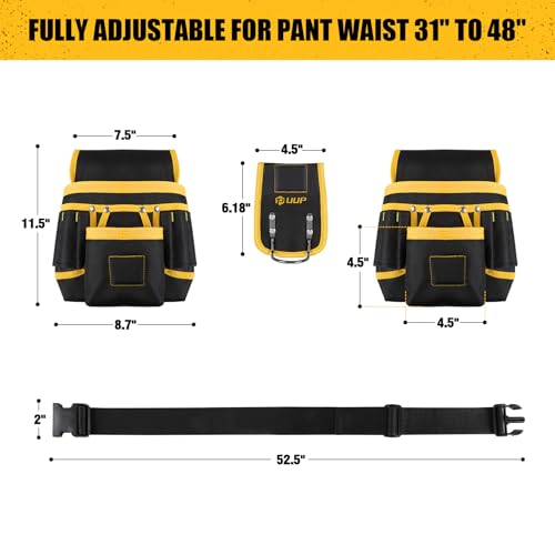 UUP Magnetic Tool Belt for Men - Yellow, 26 Pockets Heavy Duty Work Pouch, Adjustable & Removable