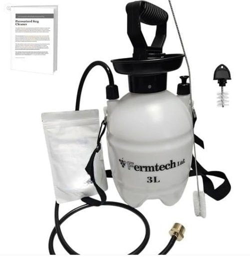 Standard Beer Draft Keg Line Cleaning kit with 4oz Beer Line No Rinse Powder Cleaner - Hand Pump Pressurized - Easy Safe to Use Keg Claner - w/Brush, Faucet Plug, Instruction Manual