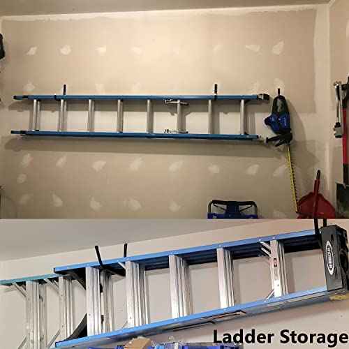 Garage Storage Ladder Hooks with 12" Jumbo Arm, 8 Pack Heavy Duty Wall Mounted Storage Hanger Utility Organizer for Bicycle, Folding Chairs, Bike and Garden Tools