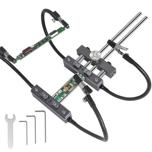Helping Hands Soldering,HANDSKIT Soldering Helping Hands Stand Holder Adjustable PCB Holder with 4 Flexible Gooseneck Arms Clamp Circuit Board Holder Third Hand Soldering Station Tool with Clips