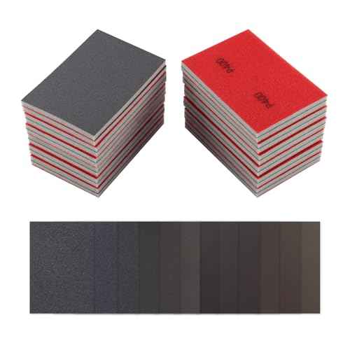 24pcs Sanding Sponge Set, 12 Different Grades of Sanding Block 180-3000Grits, Reusable Wet and Dry 4"x3" Sand Paper for Metal Wood Drywall Walls Stone Automotive Paint Plastic DIY(Variety of Grits)