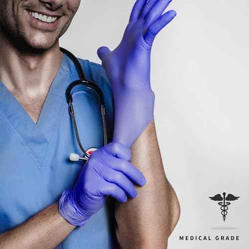 Medical Nitrile Exam Gloves, 4.5 Mil Powder-Free Latex-Free Disposable Food-Safe Cooking Cleaning, Blue-Violet 100Pcs