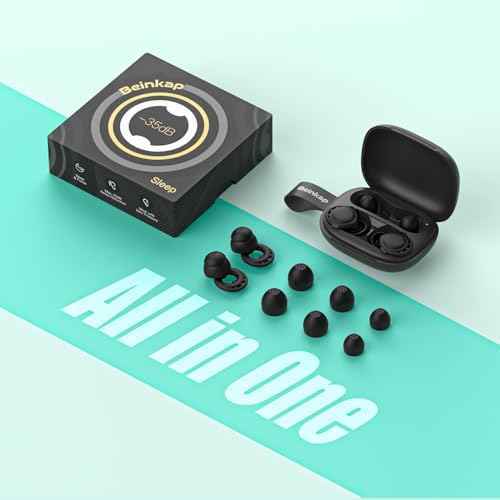 Ear Plugs for Sleeping Noise Reduction, Beinkap Reusable Earplugs Hearing Protection for Focus, Study, Work ? 6 Pair Eartips in S/M/L ? Flexible Silicone Soft ? 35dB Noise Cancelling with Storage Case