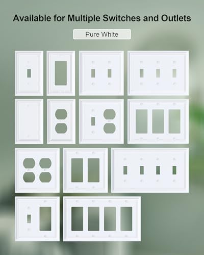 6-Pack Natural Bamboo Duplex Outlet Cover Plate White - Durable Wall Plates