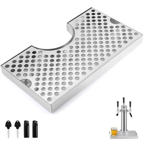 Hilangsan Kegerator Drip Tray, Stainless Steel 304, Silver, 4.4" Cut, Anti-Skid