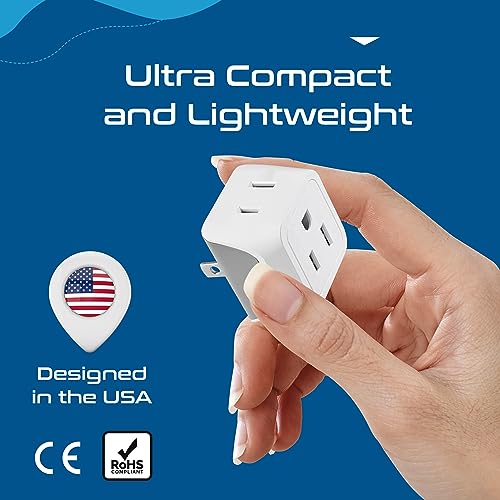 Ceptics Japan & Philippines Travel Adapter Plug - White Gray 3 Pack, US 3-Pin to 2-Prong, Compact, Dual Input