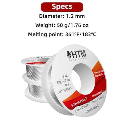 HengTianMei 60/40 Rosin Core Low Temp Tin Lead Solder Wire, for Soldering Electronic Devices (1.2mm/50g)