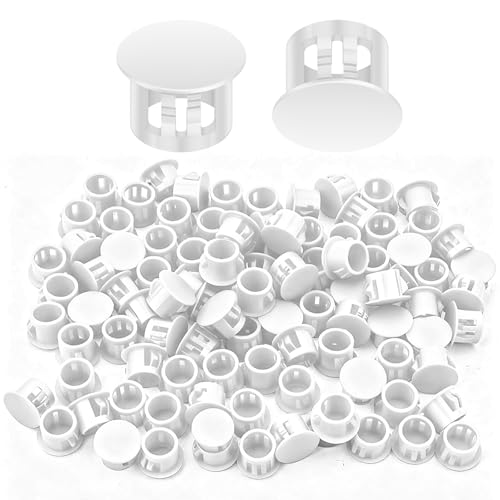 GAGIRA 100PCS White 3/8 Inch Plastic Hole Plugs for Furniture Panel Covers