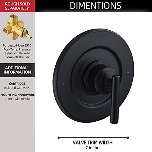 Moen T2901BL Gibson Posi-Temp Valve Trim Kit Matte Black - Replacement Bathroom Fixture