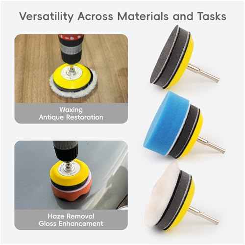 57pcs Polishing and Sanding Kit for Headlight Restoration 3 Inch Sanding Discs with 7 Grit Sandpapers (60 to 3000) for Automotive, Wood, Metal & DIY Projects
