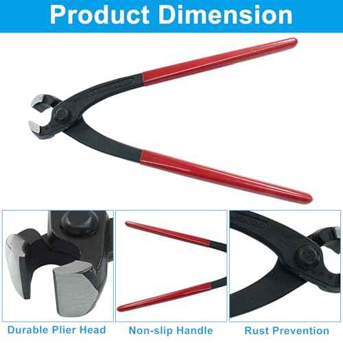 9 Inch Ear Clamp Pliers, Carbon Steel Crimper Tool, Hose Clamp Crimping Tool Nail Puller Pliers for Pipe Hose Clamps, Repairing Pipes, Fuel Lines