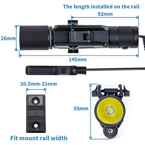 Red Laser Sight Combo, 800 Lumens Tactical Long Gun Flashlight 4 Modes Rail Mounted with Remote Pressure Switch