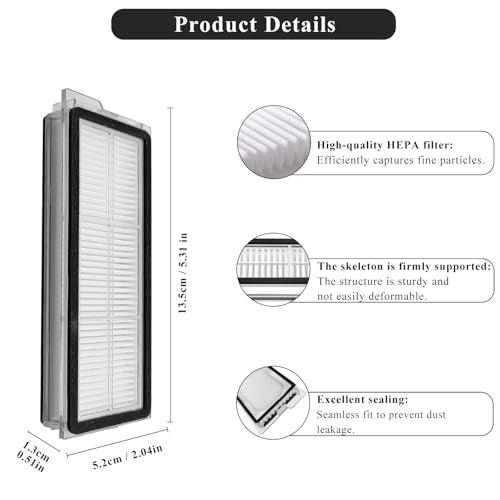 4 Pack Replacement HEPA Filter Compatible with Roborock Qrevo S/Qrevo Curve/Qrevo Pro/Qrevo Plus/Qrevo MaxV/Qrevo Edge Robot Vacuum Cleaners,High Efficiency Qrevo S Filters