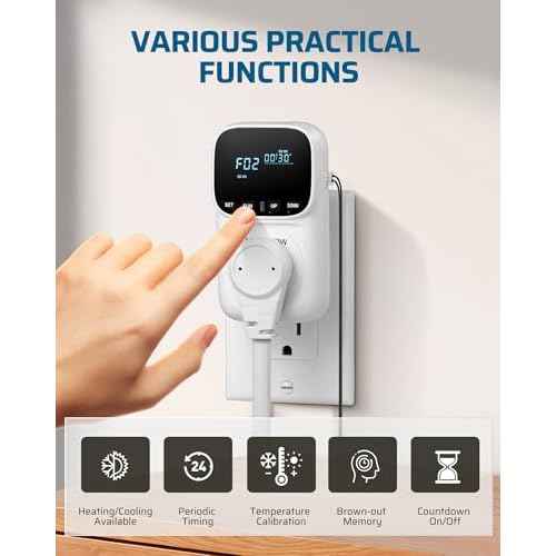 DEWENWILS Digital Temperature Controller, Heavy Duty 15A/1800W Thermostat Outlet Plug, VA Display Heating Cooling Control Timer, -40¢µ~210¢µ, Cyclic Timing/Countdown, for Greenhouse Incubator Homebrew