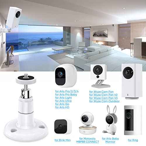 FastSnail Wall Mount Compatible with Wyze Cam Pan V3 & Wyze Cam V4/V3 & Wyze Cam Outdoor/Indoor, 360 Degree Swivel Adjustable Bracket for Wyze Cam and Other Camera with Same Interface 2 Pack
