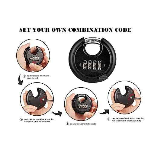 70mm Combination Discus Lock£¬ Disc Padlock Combination for Garage, Outdoor Fence, Shed, Storage Unit, Trailer, 1 Pack