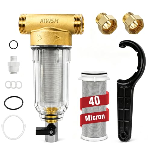 40 Micron Spin Down Sediment Water Filter for Whole House, Reusable 25GPM, 1" MNPT