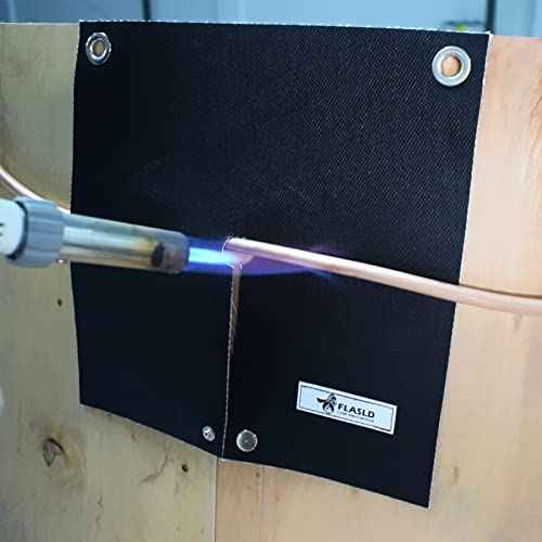FLASLD Welding Blanket & Heat Shield Mat for Soldering Copper Pipe, 12''x12'' Flame Protector Pad Plumbing Hole Propane Torch (1 Pack)