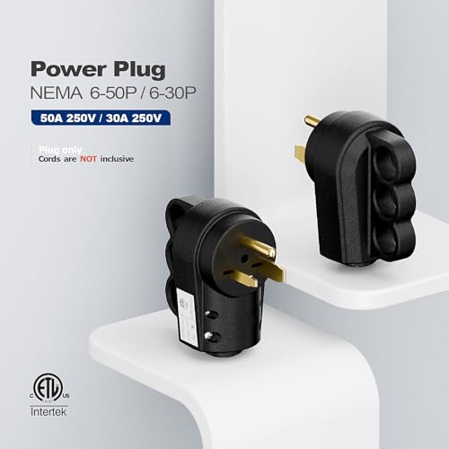2-in-1 NEMA 6-30P/6-50P Welders Plug 30A/50A 250V ETL Rewirable Male Power Cord