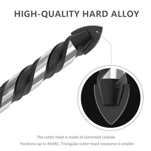 10 PCS 1/4 Inch Carbide Drill Bit Tile Glass Drill Bits 3-Flats Shank Masonry Cement Drill Bit Set for Concrete, Marble, Plastic, Brick, Tile, Wood, Cement