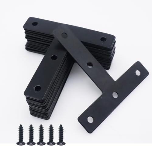 Joyangy 80x80mm Black Steel T-Shape Corner Brace 20-Pack for Furniture