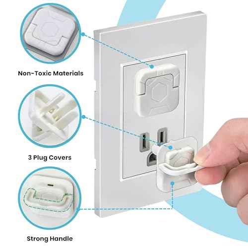 60 Pack Outlet Covers Baby Proofing with Pull Handle- Plug Covers Baby Proofing- White Baby Proof Outlet Covers 3 Prong Child Proof Outlet Cover- Shock Prevent Plug Protectors Baby Proof Plug Covers