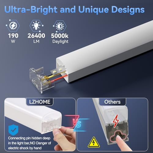LZHOME Hexagon 5000K LED Garage Lights 5 Pack, 26400LM Super Bright Shop Ceiling Light for Garage, Workshop, Car Detailing, Basement