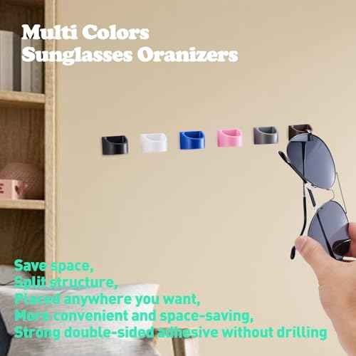 Sunglass Organizer 6 Pack, Glasses Holder & Eyeglass Holder for Eyewear, Sunglasses, Reading Glasses. Sunglass Holder for Home, Office, Car, Driver, Workshop. Glasses Accessories (Black)