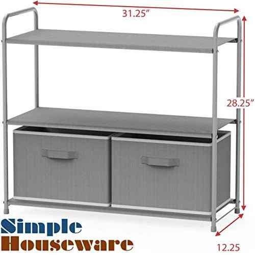 Simple Houseware 3-Tier Closet Storage with 2 Drawers, Grey