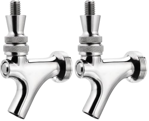 MRbrew Upgraded Draft Keg Tap - 304 Stainless Pro Faucet, Pack of 2, Fits American Beer Shanks & Towers