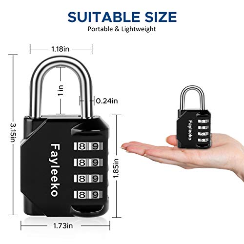 Fayleeko 4-Digit Combination Padlocks 2 Pack for Gym, Locker, Toolbox, Fence, Storage - Black