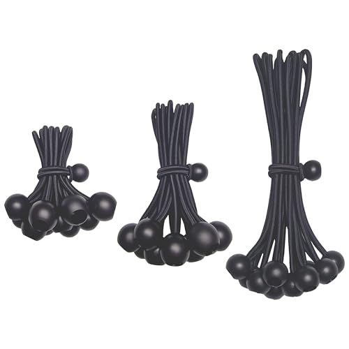 Bungee Cords with Balls 30 Pack, Ball Comes in Three Sizes: 4 "6" 9",