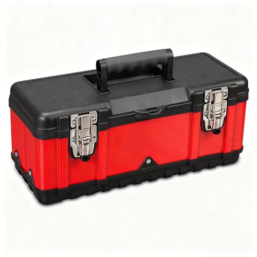 Jack Boss 15.5 Inch Portable Tool Box with Removable Tray & Non-Slip Handle