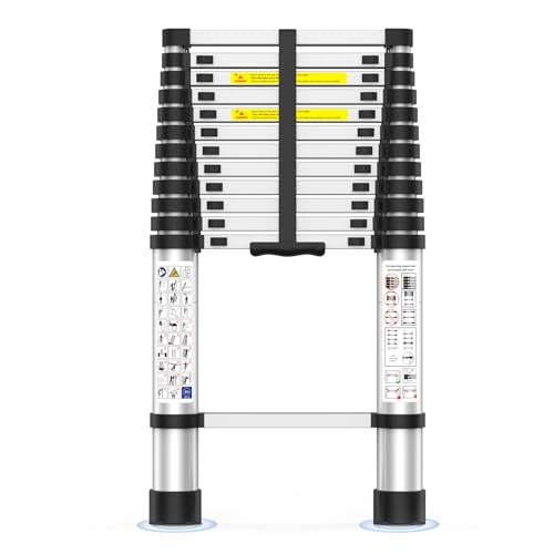 UC UP CLIMBER Silver 12.5FT Telescoping Heavy Duty Ladder 330lbs Capacity