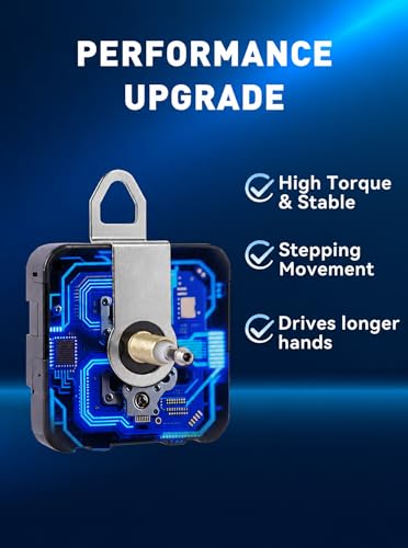 High Torque Clock Movement Replacement Kit with 0.59 Inch Thread for Large Wall Clocks