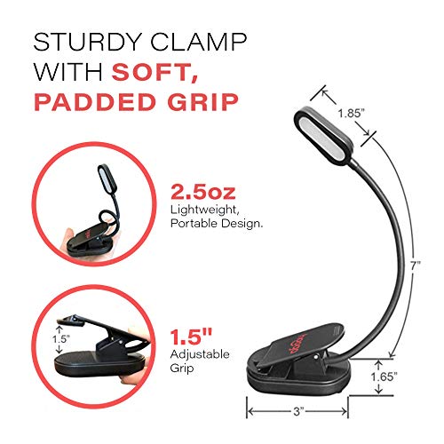 Hooga Amber Book Light - Rechargeable Clip-On Blue Light Blocking Reading Light, 1600K Warm Eye Care for Bed, Travel, Kids