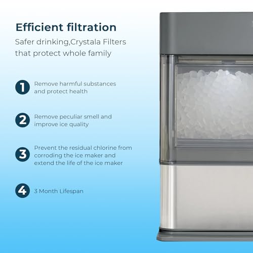 Crystala 3-Pack GE Profile Opal Nugget Ice Maker Filter Replacement (White) - 3 Count