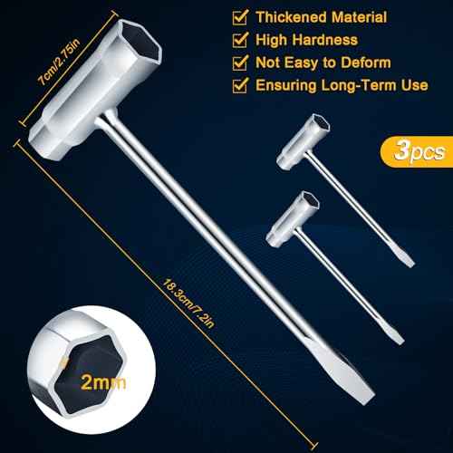 3 Pack Chainsaw Wrench 13 by 19 mm 1/2x3/4 Chainsaw Tool Chainsaw Scrench Replacement Combination Screwdriver and Wrench T Wrench Spanner Tool (3)