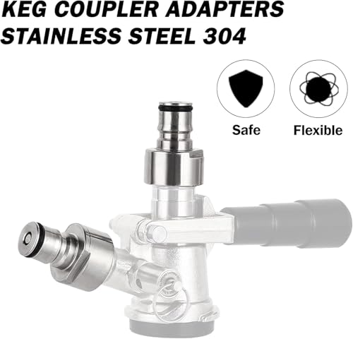 PERA Keg Coupler Adapters (2 Pairs) Sankey to Ball Lock Quick Disconnect Kit