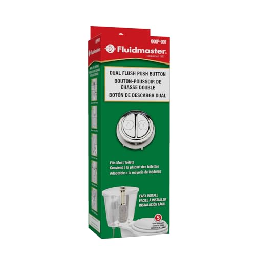 Fluidmaster Dual Flush Valve Replacement Button - 1 Pack Chrome Finish for 3” Toilets