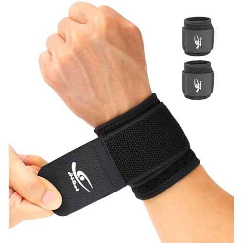 HiRui Wrist Brace (2 PCS) - Adjustable Compression for Carpal Tunnel Arthritis Tendonitis Sprain Pain Relief | Wrist Support Wrist Wraps for Both Hands, Ideal for Sports & Gym Workouts (Black)